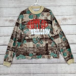 Post Malone Posty Co F-1 Trillion Camo Shirt Adult L Tan Brown Green